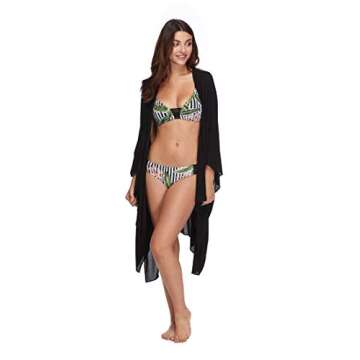 Body Glove Women's Standard Aubree Rayon Kimono Cover Up, Black, One Size