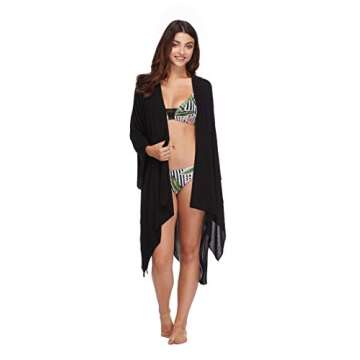Body Glove Women's Standard Aubree Rayon Kimono Cover Up, Black, One Size