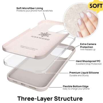 IceSword Compatible with iPhone 14 Pro Max Case Stone, Liquid Silicone Case Phone Cover Slim Protective, Soft Anti-Scratch Light Beige Tan Cream Warm Sand [Shockproof] 6.7 inch 14PM- Stone