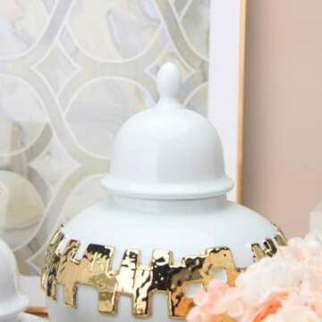 Elegant ASPIRE DESIGNS Gold Ginger Jar for Home Decor