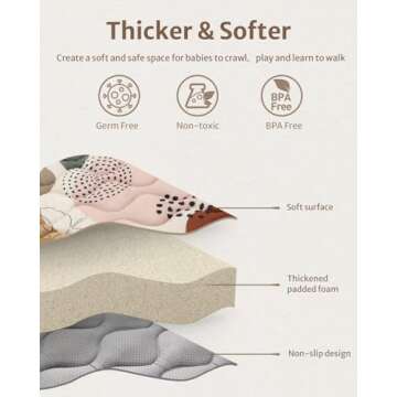 Blissful Diary Baby Play Mats for Floor, 50x50 Crawling Mat for Playpen, Thicken Soft Padding Foam Playmats for Babies and Toddlers Infants, Foldable and Machine Washable, Boho Design