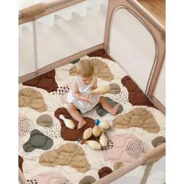 Blissful Diary Baby Play Mats for Floor, 50x50 Crawling Mat for Playpen, Thicken Soft Padding Foam Playmats for Babies and Toddlers Infants, Foldable and Machine Washable, Boho Design