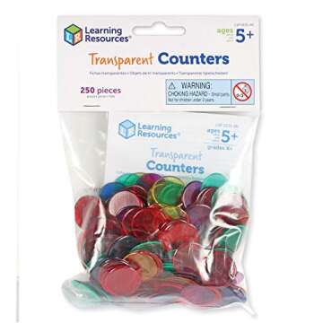 Learning Resources Transparent Counters, 250 Pieces, Multicolor