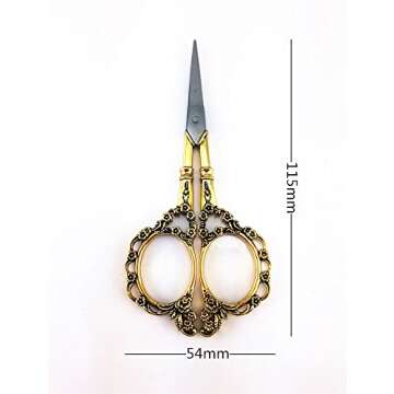 Yueton Vintage Europea Style Plum Blossom Needlework Embroidery Scissors (Gold)