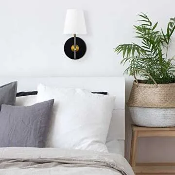 Tamb Wall Sconce with Fabric Shade Antique Brass