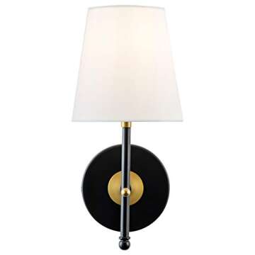 Tamb Wall Sconce with Fabric Shade | Antique Brass Hallway Light Fixture LL-SC201-AB