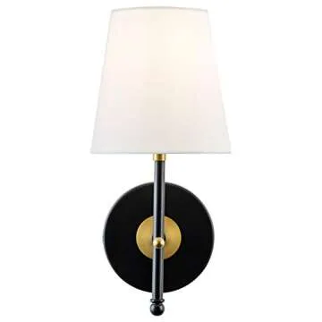 Tamb Wall Sconce with Fabric Shade Antique Brass