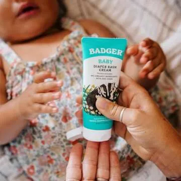 Badger Organic Diaper Rash Cream for Baby, Zinc Oxide Ointment Soothing Calendula Cream, Baby Diaper Care Barrier Cream, Zinc Oxide Cream for Sensitive Baby Skin, 2.9 fl oz (2 Pack)