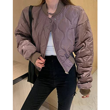 Aisongyuan Womens Puffer Bomber Jacket for Winter