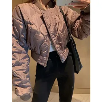 Aisongyuan Womens Puffer Bomber Jacket for Winter