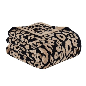Super Soft Leopard Cheetah Print Throw Blanket - 60x80 Inch, Cozy Feather Knit Microfiber