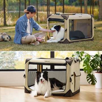 Lesure Collapsible Dog Crate - Portable Travel Kennel for Extra Small Dog, 4-Door Pet Crate with Dur...