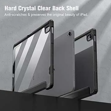 Fintie Hybrid Slim Case for iPad Air 11-inch M2 (2024), iPad Air 5th / 4th Generation (2022/2020) 10.9 Inch -Shockproof Cover with Clear Back Shell & Pencil Holder, Black