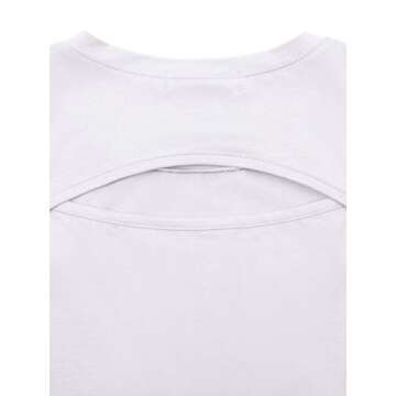 LASLULU Crop Tops for Women Workout Tops Flowy Crop Tank Tops Yoga Shirts Casual Tunic Tops(White Large)