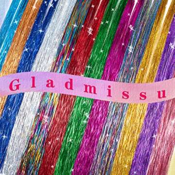 Hair Tinsel kit Fairy Hair Tinsel Kit 47 Inch Hair Extensions Hair Tinsel Kit Strands with Tool 12 Colors 2280 Strands Sparkling Glitter Fairy Hair Tinsel (12 Colors)