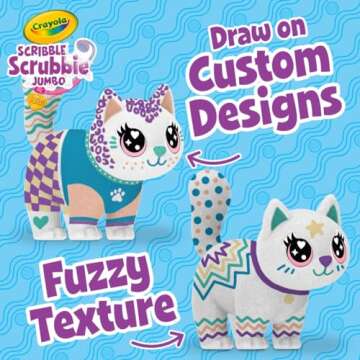 Crayola Scribble Scrubbie Jumbo, Large Posable Animal Toy, 6 Inches, Toy Cat for Girls & Boys, Animal Grooming Toy, Gift