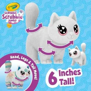 Crayola Scribble Scrubbie Jumbo, Large Posable Animal Toy, 6 Inches, Toy Cat for Girls & Boys, Animal Grooming Toy, Gift