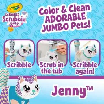 Crayola Scribble Scrubbie Jumbo, Large Posable Animal Toy, 6 Inches, Toy Cat for Girls & Boys, Animal Grooming Toy, Gift