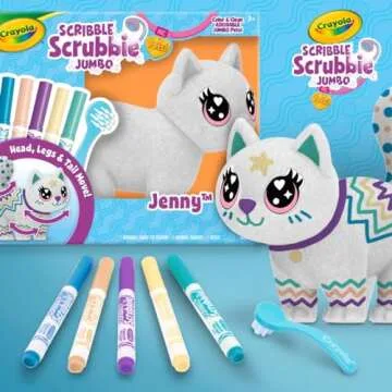Crayola Scribble Scrubbie Jumbo, Large Posable Animal Toy, 6 Inches, Toy Cat for Girls & Boys, Animal Grooming Toy, Gift