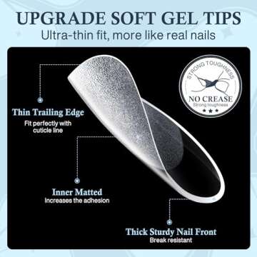 Short Almond Nail Tips, 240pcs Soft Gel x Nail Tips Pre-Shaped Acrylic Fake Nails, Half Matte Full Cover Clear Gelly Press on Flase Nail Tips for Extension Nail Manicure Home DIY 12 Sizes Gelly Tips