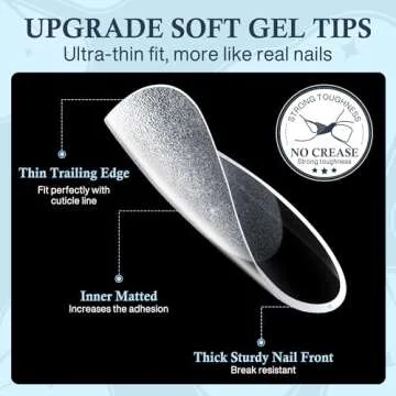 Short Almond Nail Tips, 240pcs Soft Gel x Nail Tips Pre-Shaped Acrylic Fake Nails, Half Matte Full Cover Clear Gelly Press on Flase Nail Tips for Extension Nail Manicure Home DIY 12 Sizes Gelly Tips