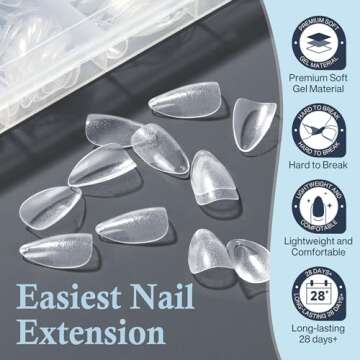 Short Almond Nail Tips, 240pcs Soft Gel x Nail Tips Pre-Shaped Acrylic Fake Nails, Half Matte Full Cover Clear Gelly Press on Flase Nail Tips for Extension Nail Manicure Home DIY 12 Sizes Gelly Tips