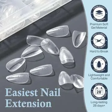 Short Almond Nail Tips, 240pcs Soft Gel x Nail Tips Pre-Shaped Acrylic Fake Nails, Half Matte Full Cover Clear Gelly Press on Flase Nail Tips for Extension Nail Manicure Home DIY 12 Sizes Gelly Tips