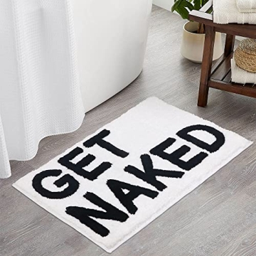 BOVEU Get Naked Bath Mat Bath Rugs - Non Slip Absorbent Funny Bath Rugs White Bath Rugs for Bathroom...