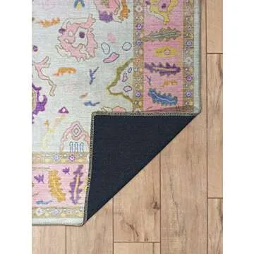 Modern Oushak Runner Rug, Extra Long Runners Vintage Turkish Colorful Oriental Antique Inspired Rugs, Washable Luxury Hallway Entryway Corridor Bedroom Kitchen Stair 2'5 x 13'1