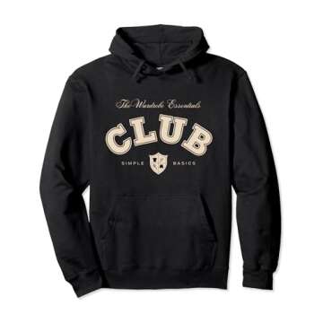 The Wardrobe Essentials Club "CLUB" Varsity Pullover Hoodie for Comfort and Style