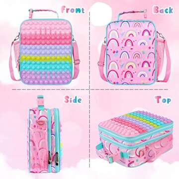 Pop Lunch Box for Girls Kids School Lunch Bag,Back to School Supplies Pop Insulated Lunch Box for Kids School Travel Valentines Gifts,School Supplies Office Leakproof Cooler Bag Reusable Lunch Box