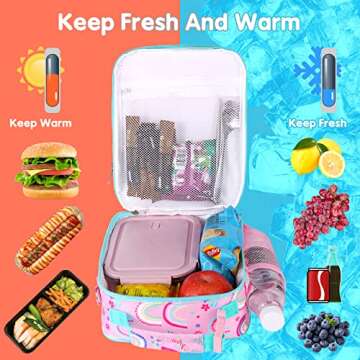 Pop Lunch Box for Girls Kids School Lunch Bag,Back to School Supplies Pop Insulated Lunch Box for Kids School Travel Valentines Gifts,School Supplies Office Leakproof Cooler Bag Reusable Lunch Box