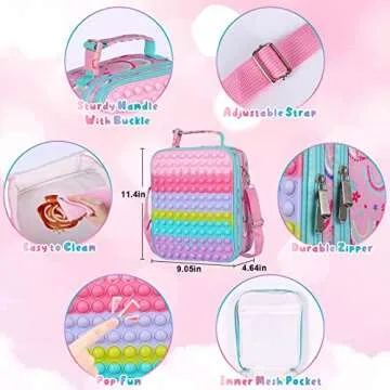 Pop Lunch Box for Girls Kids School Lunch Bag,Back to School Supplies Pop Insulated Lunch Box for Kids School Travel Valentines Gifts,School Supplies Office Leakproof Cooler Bag Reusable Lunch Box