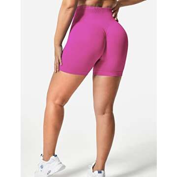 YEOREO Women Seamless Scrunch Workout Shorts High Waisted Booty Lifting Gym Yoga Shorts Pink L