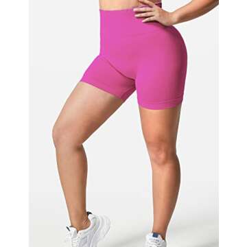 YEOREO Women Seamless Scrunch Workout Shorts High Waisted Booty Lifting Gym Yoga Shorts Pink L