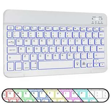 OMOTON Bluetooth Keyboard, Wireless Rechargeable Keyboard for iPad, iPad Pro, iPad Mini, iPad Air with Illuminated LED (White)