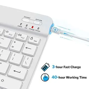 OMOTON Bluetooth Keyboard, Wireless Rechargeable Keyboard for iPad, iPad Pro, iPad Mini, iPad Air with Illuminated LED (White)