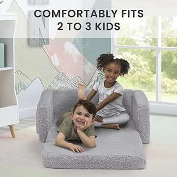 Delta Children Cozee Flip-Out Sofa for Kids in Grey