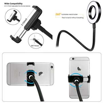 Dimmable Selfie Ring Light with Phone Holder for Creators