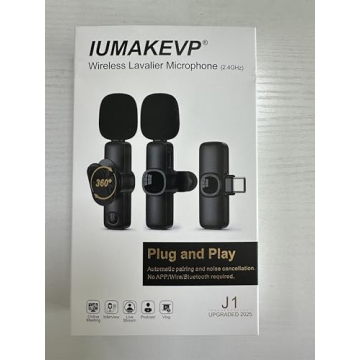 Wireless Lavalier Microphone for iPhone/Android Phone/Laptop/PC, IUMAKEVP 360° Adjustable Clip on Microphone with 100FT Transmission Distance and Noise Cancellation for Vlog, Interview, TikTok (2 Mic)