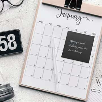 Kisdo Black Sticky Notes 3x3 Inches with 2 White Gel Pens, 480 Sheets Self-Stick Pads, 6 Pads Bulk Memo Pads Easy to Post for Home, School, Office Supplies