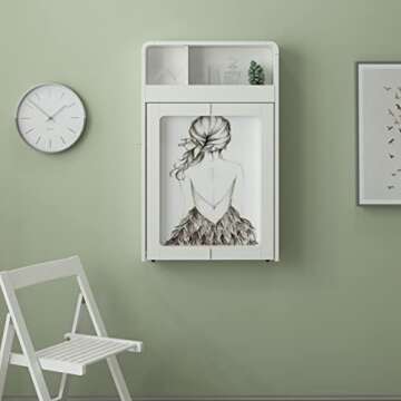 PIAQIA Wall Mounted Pre-Assembled 55.2" Long Folding Dining Table, Fold-up Wall Desk for Small Space, 55.2" W x 23" D x 29" H, White (no Chairs)