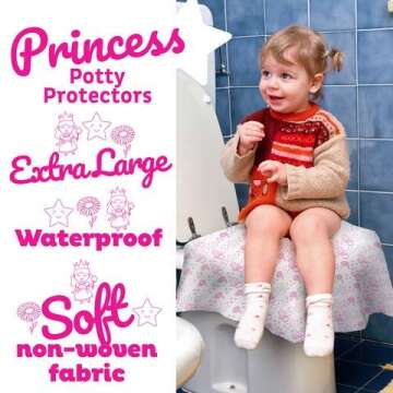 Princess Disposable Toilet Seat Cover for Kids - 20 Pack, XL and Individually Wrapped