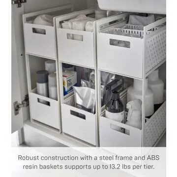 Yamazaki Home Tower Sliding Baskets - Space-Saving Organizer