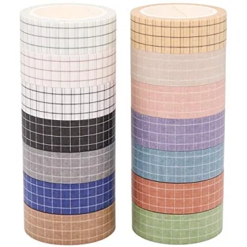 Knaid 14 Roll Decorative Grid Washi Tape for Crafts