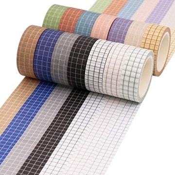 Knaid 14 Roll Decorative Grid Washi Tape for Crafts
