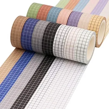 Knaid 14 Roll Decorative Grid Washi Tape for Crafts
