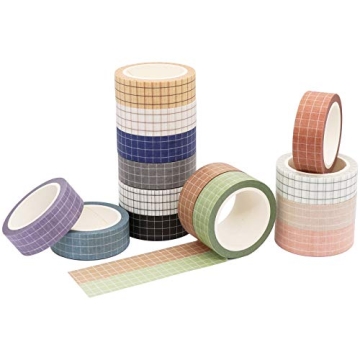 Knaid 14 Roll Decorative Grid Washi Tape for Crafts
