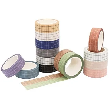 Knaid 14 Roll Decorative Grid Washi Tape for Crafts