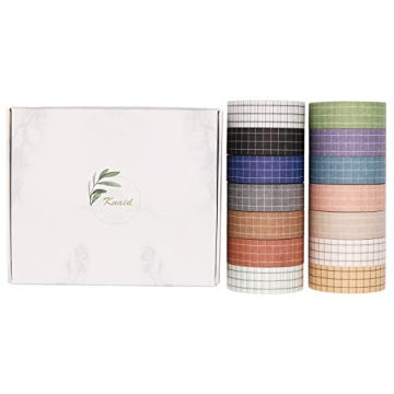 Knaid 14 Roll Decorative Grid Washi Tape for Crafts